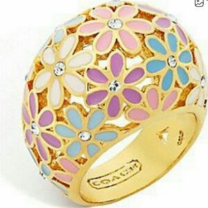 Coach Floral Dome Ring with Pastel Enamel